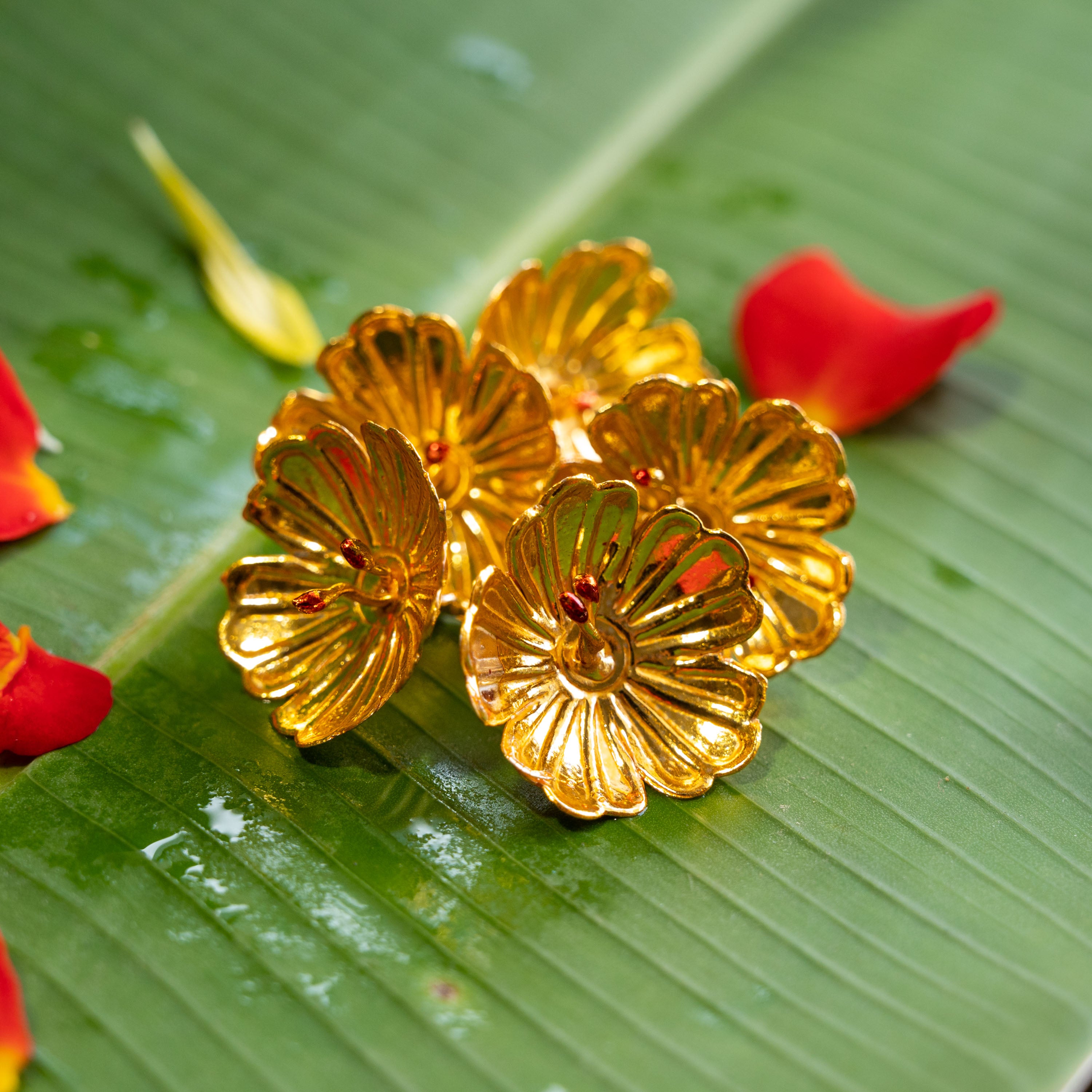 Silver flowers for pooja rituals